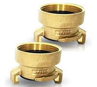 PipeSan Raccord rapide Geka 1 1/4" laiton - Lot de 2 | Filetage femelle F5/4 | Joint étanche inclus | Compatible Gardena & Variosan | Eau potable | 10 bar - 120 °C | Système baïonnette
