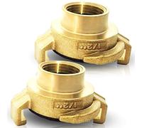 PipeSan Raccord rapide Geka 1/2" en laiton - Lot de 2 | Raccord tuyau d’arrosage filetage femelle | Compatible Gardena | Étanche, système baïonnette | Eau potable, 10 bar 120 °C