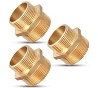 PipeSan - Réducteur en laiton 3/8" → 1/2" | Lot de 3 adaptateurs hexagonaux BSP DN10 → DN15 | Raccord plomberie gaz eau | Mamelon réducteur robuste