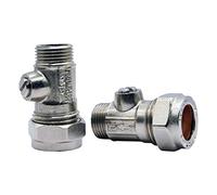 Pipestation® Bolofix 15 mmx3/8" - Lot de 2,Valve d'isolation mâle en fer plat de 15 mm pour tuyaux flexibles de raccord de robinet,Valve isolante ISO,Valve isolante pour raccord flexible de robinet