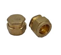 Pipestation Lot de 2 bouchons de compression en laiton de 15 mm pour tuyau en cuivre