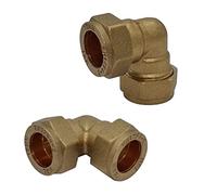 Pipestation Lot de 2 connecteurs coudés à compression de 15 mm | Raccords de plomberie à compression durables pour raccords de tuyau de plomberie en cuivre | Raccord de tuyau de compression en laiton