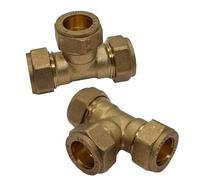 Pipestation® Lot de 2 connecteurs en T de compression en laiton pour tuyau en cuivre 15 mm