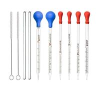 Pipette compte-gouttes graduée en verre 0,5 ml 1 ml 2 ml 3 ml 5 ml 10 ml pour W/bouchon en caoutchouc brosse de nettoyage tige d'agitation en verre pour pharmacie