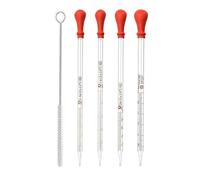 Pipette Graduée en Verre, Pipettes en Verre 0.5ML ML ML ML + Brosse de Nettoyage,Graduées Pipettes Verre Avec Ampoule en Caoutchouc, Graduées Dropper, Compte-Gouttes Pour Laboratoire
