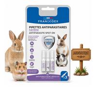 Pipettes Antiparasitaires Icaridine pour Lapin et Cochon d'Inde - 3 pipettes - Francodex