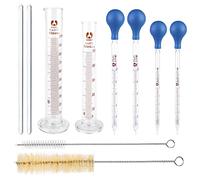 Pipettes En Verre, 4 Pièces Pipette Graduée En Verre Compte-gouttes 5ml 10ml et 2 Pièces Éprouvette Graduée 50ml 100ml avec Brosse De Nettoyage et Tige En Verre Pour Laboratoire, Médicaments, École