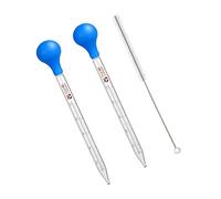 Pipettes en Verre, Pipette Graduée en Verre, Pipette Graduée 10ml, Pipette Graduée Compte-Gouttes, Graduées Dropper, avec 1 Brosse Nettoyage, pour Laboratoire Expériences Chimiques, 2 Pièces