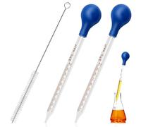 Pipettes Graduées en Verre 10 ml, 2 Pièces avec Brosse | Poire en caoutchouc pour doser et transférer des liquides compatibles en cuisine, laboratoire ou travaux pratiques.