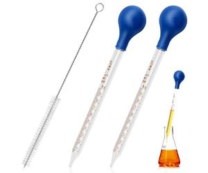 Pipettes Graduées en Verre 10 ml, 2 Pièces avec Brosse | Poire en caoutchouc pour doser et transférer des liquides compatibles en cuisine, laboratoire ou travaux pratiques.
