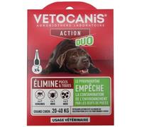 Pipettes - VETOCANIS - x4 Pipettes Anti-puces et tiques Duo 268mg/80mg pour Grands Chiens