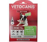Pipettes - VETOCANIS - x4 Pipettes Anti-puces et tiques Duo 67mg/20mg pour Petits Chiens