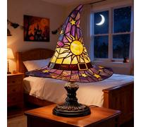 Pipihome Lampes à Chapeau Sorciere, Resine Gothique Chapeau de Sorcière Veilleuse, Décorations Sorcière d'halloween Luminaires Exterieur et Intérieur, Veilleuse Enfant et Adulte, Halloween Cadeau (C)