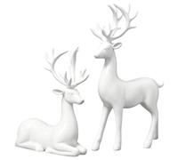 Pipihome Lot de 2 Figurine de Renne de Noel, Cerf Figurine Animaux, Statue de Elk de Blanc, Decoration Noel Interieur pour Maison, Salon, Bureau, Fenêtre, Idées Cadeaux pour Nouveau Foyer (B)