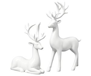 Pipihome Lot de 2 Figurine de Renne de Noel, Cerf Figurine Animaux, Statue de Elk de Blanc, Decoration Noel Interieur pour Maison, Salon, Bureau, Fenêtre, Idées Cadeaux pour Nouveau Foyer (B)