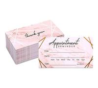 Pipilo Press Lot de 100 cartes de rappel de rendez-vous - 8,9 x 5,1 cm, marbre et feuille d'or rose, cartes de rappel de rendez-vous pour salon et coiffure avec champs de date, heure et nom