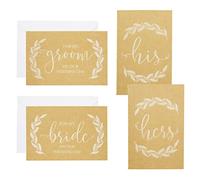 Pipilo Press Lot de 2 livres de serment de mariage en papier kraft marron pour elle et lui, comprend 2 cartes et enveloppes (30 pages)