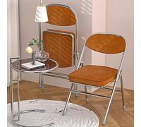 PIPIPOXER Chaises Pliantes avec Dossier, Chaise Velour Chaises de Salle à Manger Assise en Velours Côtelé, Rembourrage 5cm, Chaise Cuisine Chaise Pliante Salle a Manger, Orange (46x41x80.3cm)