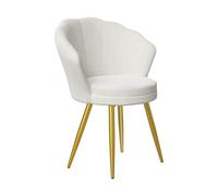 PIPIPOXER Lot de 1 Fauteuil en Velours avec Dossier en Velours Doux et Pieds en métal doré, Design Coquillage, pour Salon, Chambre à Coucher, Coiffeuse Blanc