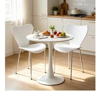 PIPIPOXER Lot de 2 Chaises Salle à Manger PP Blanche avec Dossier,Pieds Métal Chromé,Chaise Moderne Empilable de Cuisine,45x40