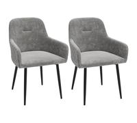 PIPIPOXER Lot de 2 fauteuils en tissu velours avec coque douce, dossier en tissu velours avec pieds en métal, pour salon, chambre à coucher, gris clair