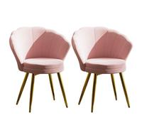 PIPIPOXER Lot de 2 fauteuils en Velours avec Dossier Fauteuil en Velours ave Dossier à Coquillage Rembourré, Fauteuil avec Pieds en Or, pour Salon, Chambre à Coucher, Coiffeuse 42 x 40 x 80 cm Rose