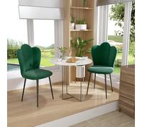 PIPIPOXER Lot de 2 fauteuils en Velours, Fauteuil Relax de Salon, avec Dossier en Velours Doux et Pieds en métal Noir pour Salon, Chambre à Coucher, Coiffeuse,Vert