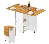 PIPIPOXER Table à Manger Pliable,Table de Cuisine Pliante sur Roulette,Table Console Extensible avec 2 étagères