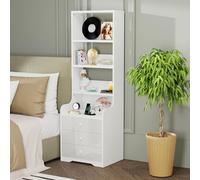 PIPIPOXER Table de Chevet,avec Grand Espace de Rangement Port USB et Type C, Table d'appoint Étroite, avec 3 tiroirs,Table de Chevet pour Salon, Chambre à Coucher, Blanc