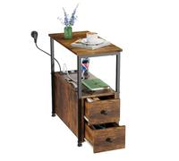 PIPIPOXER Table de Chevet avec Prise, Table de Chevet avec Ports et Prises USB, Table d'appoint à roulettes, Table Basse de canapé pour Petites pièces/Table d'appoint Mince pour Salon, Chambre, Bureau