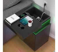 PIPIPOXER Table de Chevet, Table d'appoint Noire en Panneau Brillant avec tiroir Coulissant, Tables de Chevet en Bois avec 3 tiroirs, Table de Nuit pour Salon, Chambre à Coucher Noir 45x40x67cm Noir