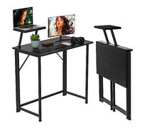 PIPIPOXER Table d'Ordinateur Pliable avec Support de Moniteur pour Chambre à Coucher, Bureau, Canapé, Bureau à Domicile - Noir 80x45x74cm