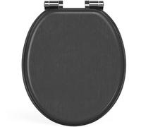 Pipishell abattant wc bois en forme de O avec mécanisme de fermeture douce et charnières métalliques lisses, abattant toilette wc à fermeture lente en MDF de haute qualité (Noir)