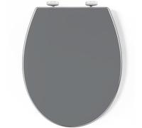 Pipishell Abattant WC, Lunette WC fermeture en Douceur, Dégagement Rapide à Un Bouton et Charnière Réglable, Cuvette Toilette en Forme de O (Gris)