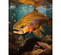 PIPISKY Kit de peinture par numéros pour adultes,Poisson-chat géant dans l'eau,Libérer la puissance de l'art numérique,40x50cm,Sans cadre