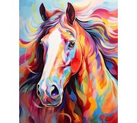 PIPISKY Peinture par numéro pour adultes,Cheval aquarelle,Perfection de la palette:ensembles de peinture par numéros personnalisables,40x50cm,Sans cadre
