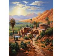PIPISKY Peinture par numéro pour adultes débutants,Paysage du Maroc,pittoresque,nature,Kits de peinture par numéros pour adultes,artisanat pour la décoration de la maison,40x50cm,Sans cadre