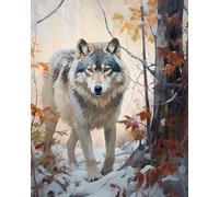 PIPISKY Peinture par numéros,kit de peinture pour débutant,Un loup solitaire,Hue Harmony:Créer de l'art avec des chiffres,40x50cm,Sans cadre
