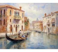PIPISKY Peinture par numéros pour adultes,Venise, Italie,Peinture par numéros pour adultes débutants,Peinture acrylique simple par numéro sur toile pour décoration de cadeau