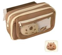 pipisweet Capybara Lot de 2 grandes trousses à crayons avec pinces, autocollants, clips et porte-clés pour enfants (avec poupée), a, Taille unique