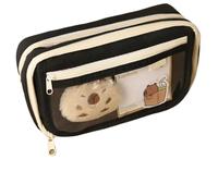 pipisweet Capybara Lot de 2 grandes trousses à crayons avec pinces, autocollants, clips et porte-clés pour enfants (avec poupée), C, Taille unique