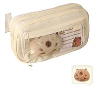 pipisweet Capybara Lot de 2 grandes trousses à crayons avec pinces, autocollants, clips et porte-clés pour enfants (avec poupée), b, Taille unique