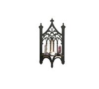 pipisweet Étagère murale gothique en bois noir creux vintage en forme de clôture murale à suspendre - Étagères flottantes - Support en cristal - Décoration de chambre
