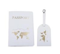 pipisweet Housse de passeport de voyage en cuir PU avec lettre imprimée, étiquette de bagage, étiquette d'identification d'adresse, étiquette d'embarquement, E, Taille unique