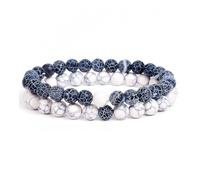 pipisweet Lot de 2 bracelets de distance pour couples en pierre naturelle œil de tigre de lave pour homme et femme Corde élastique Bijoux Cadeau, taille unique, 19 cm-8 mm_36, Agate
