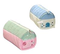 pipisweet Lot de 2 trousses à crayons en forme de maison mignonne - Grande boîte de rangement pour papeterie - Pour étudiant - Papeterie coréenne, Ping + bleu, Taille unique