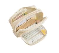 pipisweet Lot de 2 trousses à crayons esthétiques pour fille - Porte-stylos - Style simple - Fermeture éclair - Fournitures scolaires, beige, Taille unique