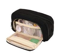 pipisweet Lot de 2 trousses à crayons multicouches de grande capacité, une boîte de papeterie simple et polyvalente pour étudiants et trousse de rangement de maquillage, Noir , Taille unique