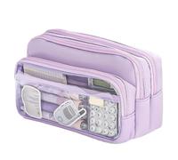 pipisweet Lot de 2 trousses à crayons transparentes exquises pour étudiants - Grand sac de rangement multifonctionnel et pratique pour papeterie, violet, Taille unique