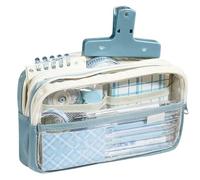 pipisweet Lot de 2 trousses à crayons transparentes pour étudiants, fournitures scolaires, sac de rangement multifonctionnel, sac de papeterie, trousse à crayons pour enfants, trousse de maquillage